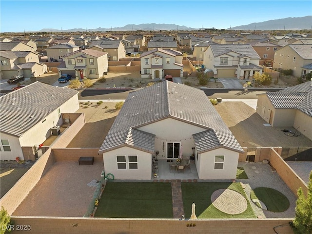 aerial view with a mountain view