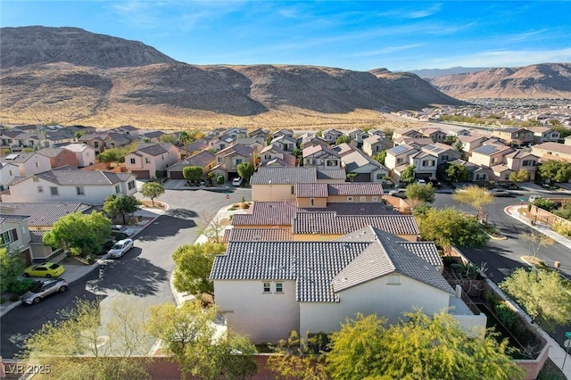 aerial view with a residential view and a mountain view