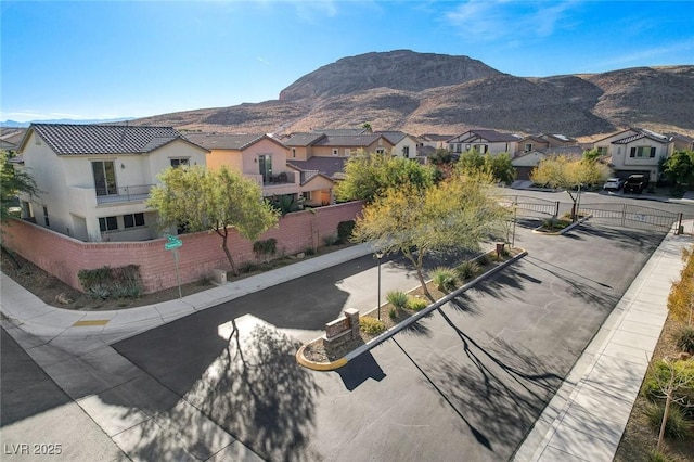 view of mountain feature with a residential view