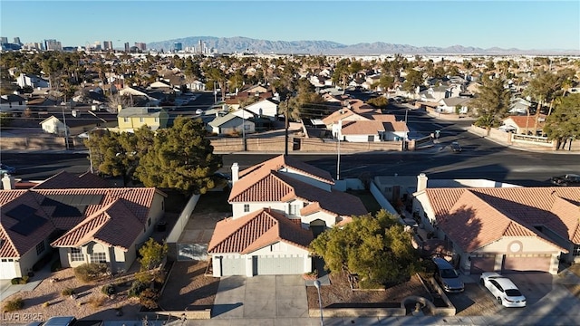 drone / aerial view with a mountain view