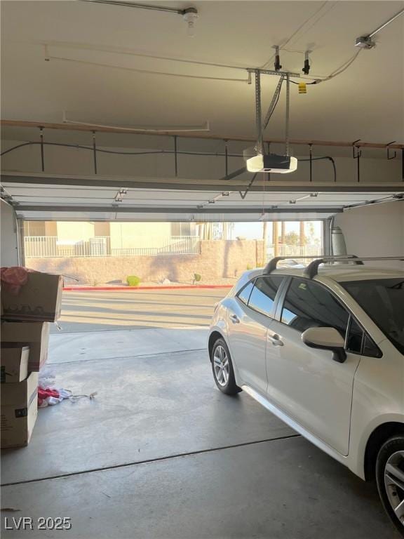 garage with a garage door opener