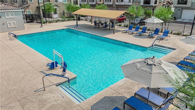 view of pool with a patio area