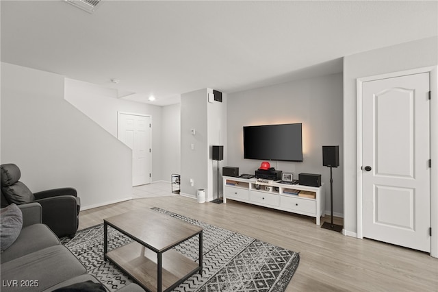 living room featuring light hardwood / wood-style flooring