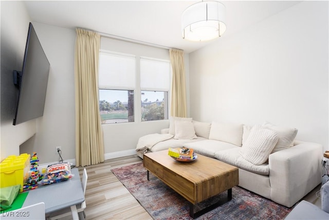 living room with hardwood / wood-style floors