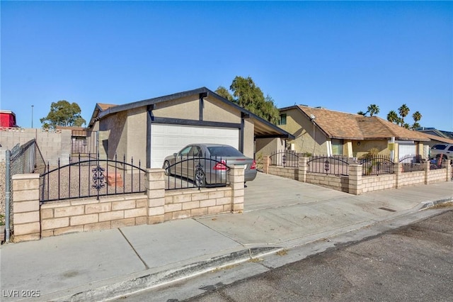 single story home with a garage