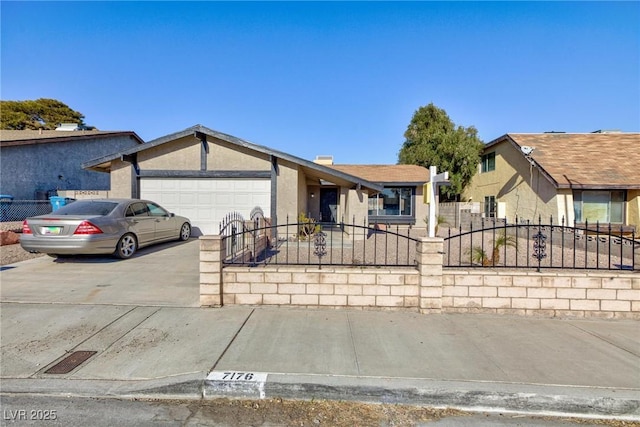 single story home with a garage