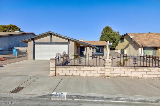 single story home featuring a garage