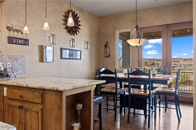 dining room with dark hardwood / wood-style floors