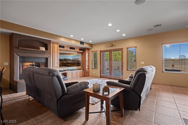 view of tiled living room