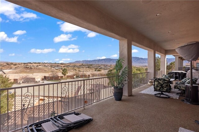 balcony with a mountain view