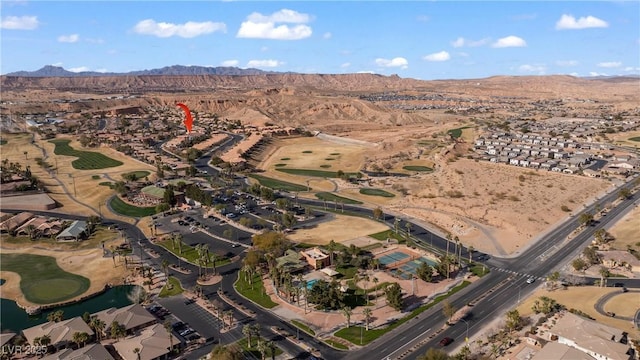 bird's eye view with a mountain view