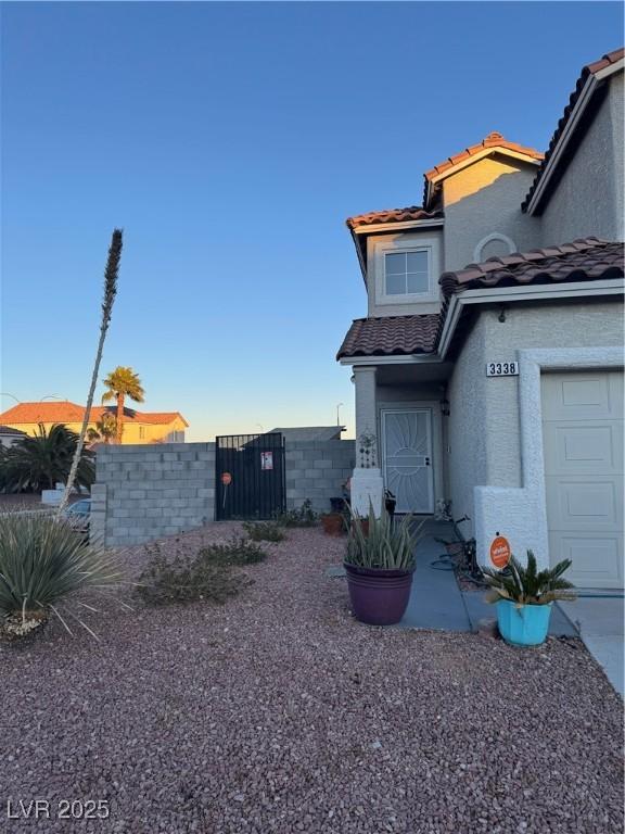 exterior space featuring a garage