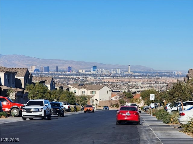 view of road with a mountain view