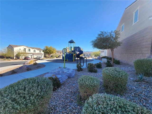 view of yard with a playground