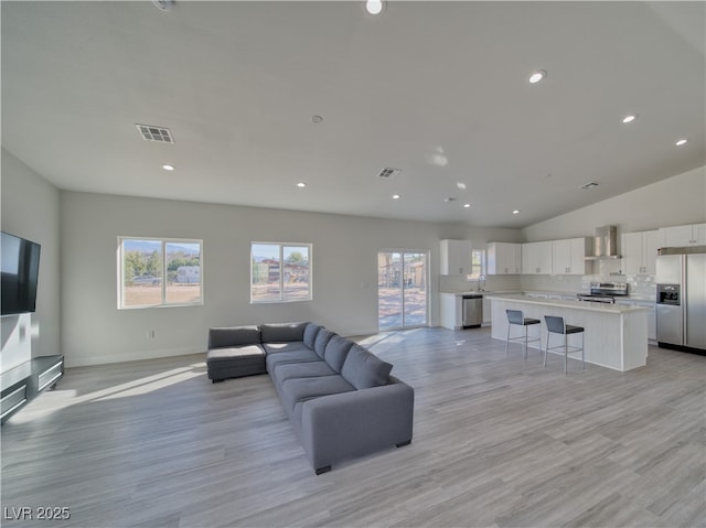 living room featuring light hardwood / wood-style floors