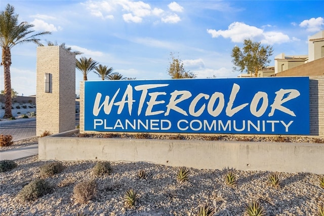 view of community sign