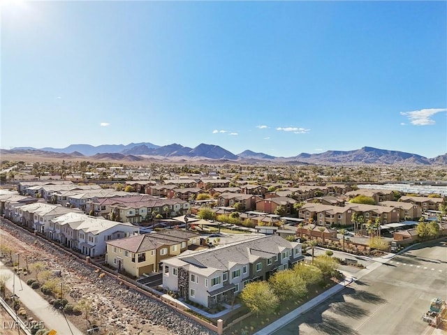 drone / aerial view with a mountain view