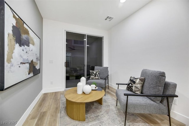 living area featuring light wood-type flooring