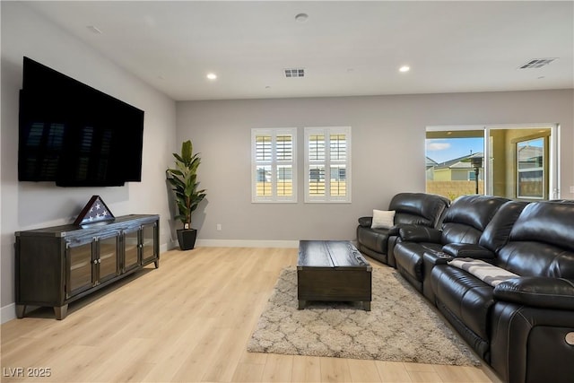 living room featuring light hardwood / wood-style flooring