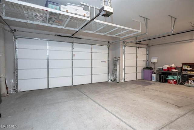 garage with a garage door opener