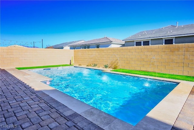 view of pool featuring pool water feature