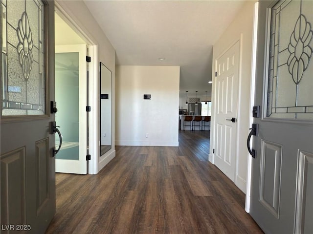 foyer entrance featuring dark hardwood / wood-style flooring