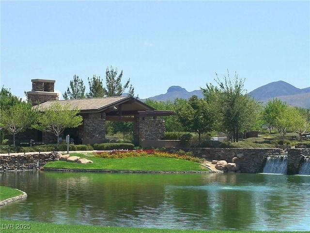 view of water feature with a mountain view