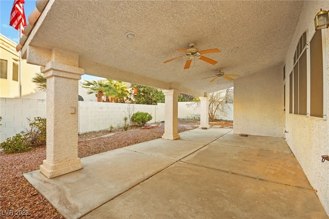 view of patio / terrace featuring ceiling fan