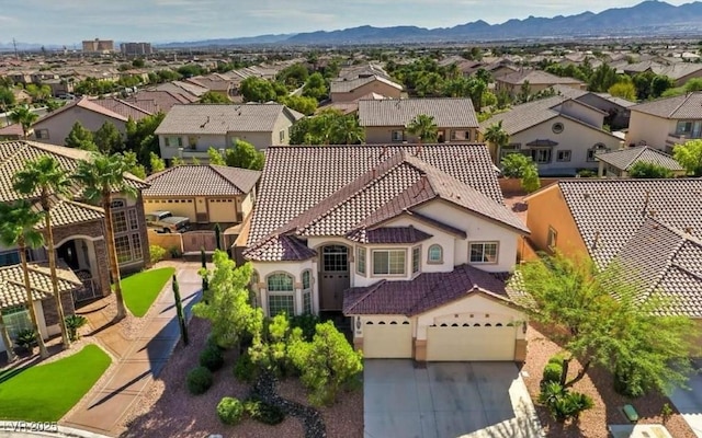 bird's eye view with a mountain view