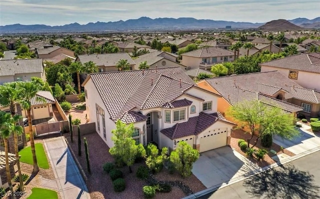 aerial view with a mountain view