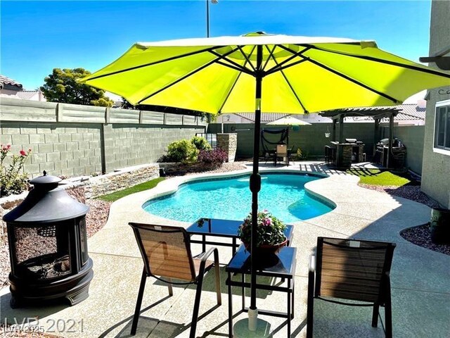 view of pool featuring a patio area