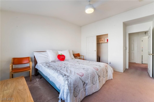 carpeted bedroom featuring a closet