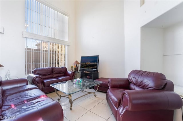 view of tiled living room