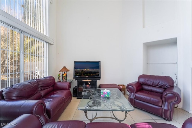 view of tiled living room