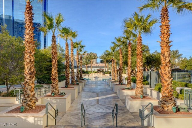 view of property's community featuring a patio area