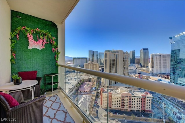 balcony with a view of city