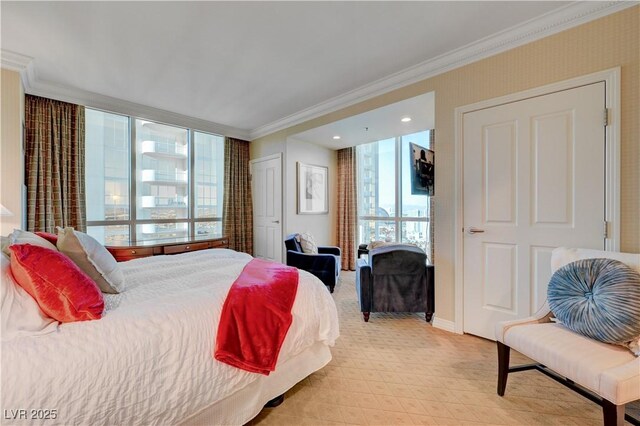 bedroom featuring ornamental molding