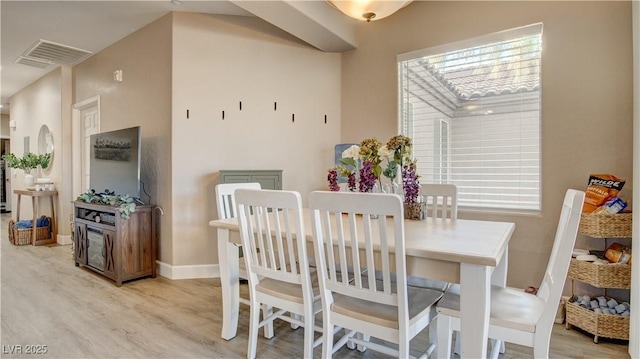 dining room with light hardwood / wood-style floors