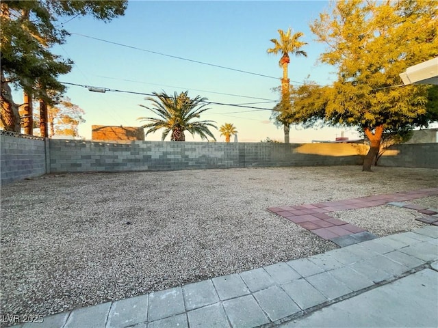 view of yard at dusk