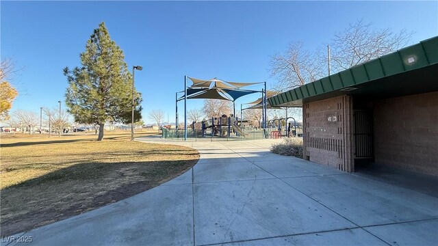 view of community featuring playground community