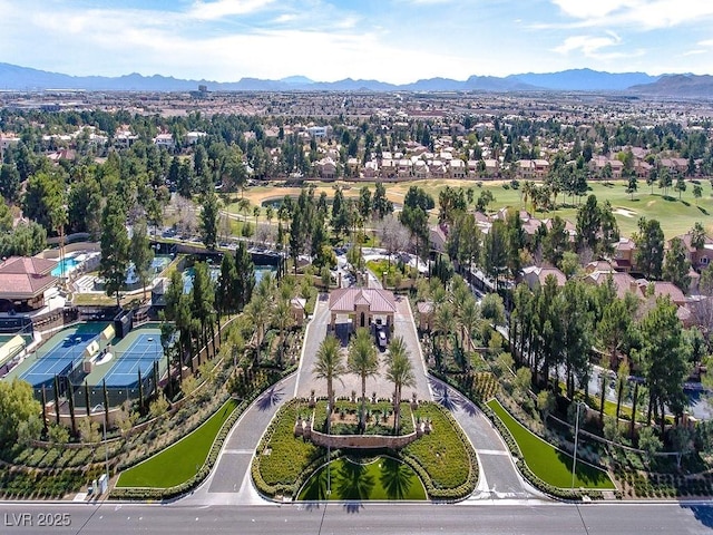 aerial view featuring a mountain view