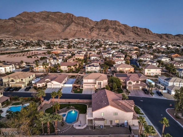 drone / aerial view with a mountain view