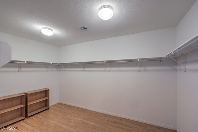 walk in closet with light wood-type flooring