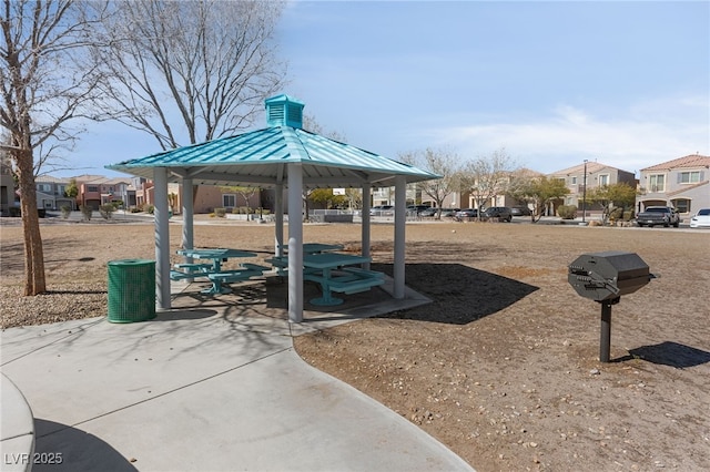 view of property's community featuring a residential view and a gazebo