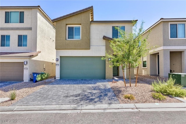 view of front of property with a garage