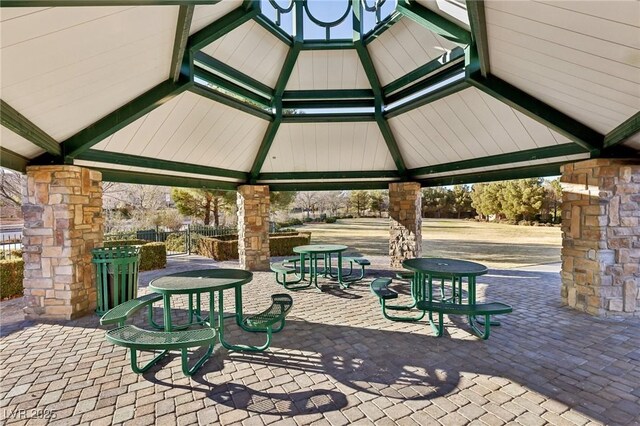 view of patio featuring a gazebo