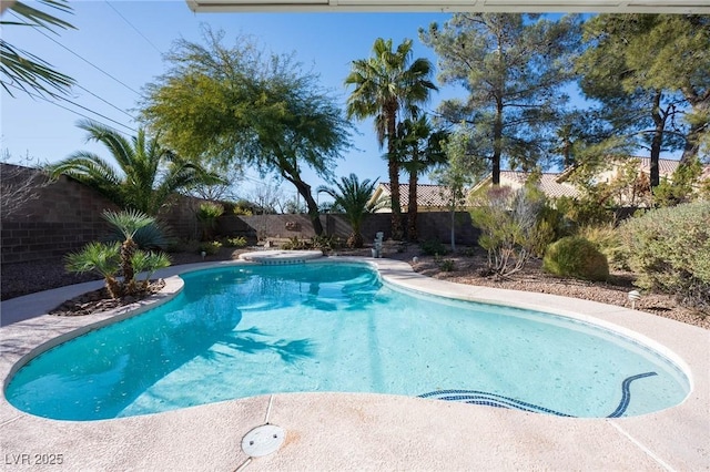 view of swimming pool with a fenced in pool and a fenced backyard