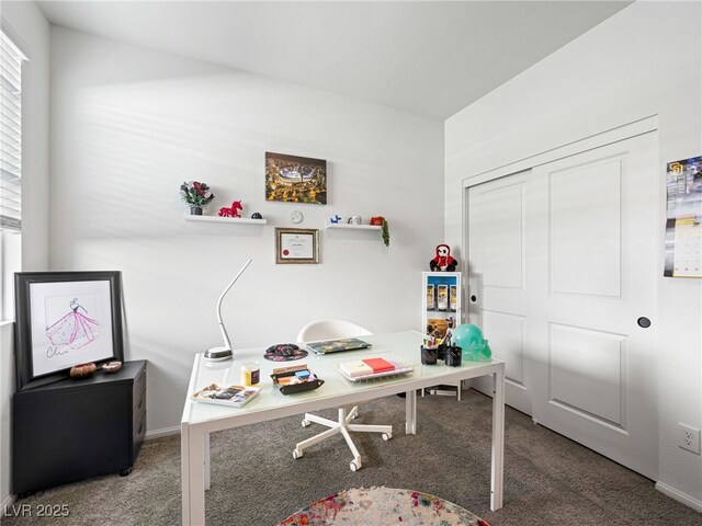 view of carpeted office space