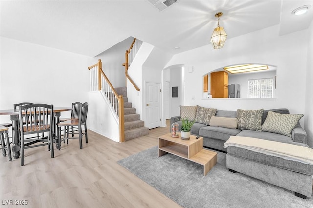 living room featuring light hardwood / wood-style flooring