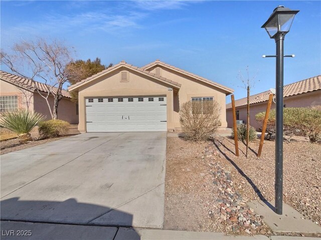 single story home with a garage